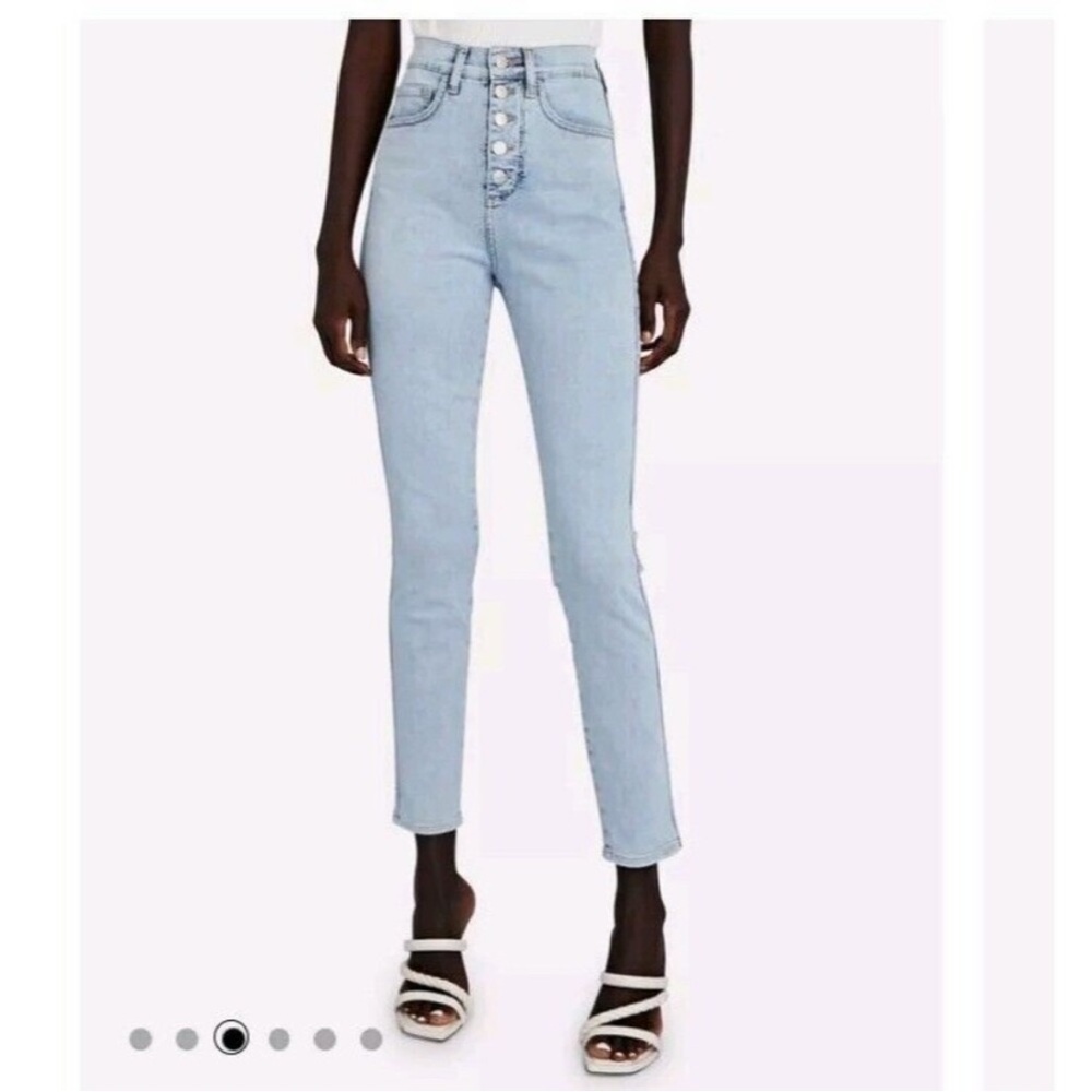 Veronica Beard Maera High Rise Skinny Jeans Size 24 Exposed Button Fly Sky Wash